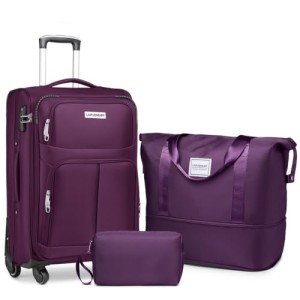 LARVENDER Expandable 3-Piece Softside Luggage Set