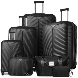 LARVENDER 7-Piece Expandable Hardside Luggage Set