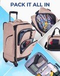 BAGSMART Expandable Carry-On Luggage with Duffle - Pink