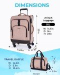 BAGSMART Expandable Carry-On Luggage with Duffle - Pink
