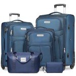 Navy Blue 5-Piece Expandable Softside Luggage Set