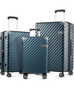 LUGGEX Navy Expandable 3-Piece Spinner Luggage Set