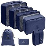 Seven-Piece Tibetan Blue Travel Storage Bag Set