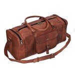 Brown Leather Duffel Bag for Travel & Gym