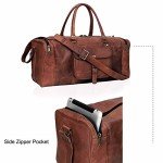 Brown Leather Duffel Bag for Travel & Gym