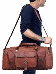 Brown Leather Duffel Bag for Travel & Gym