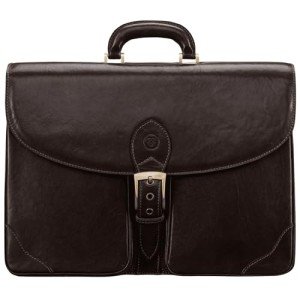 Men's Luxury Leather Large Briefcase - Dark Brown