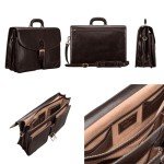 Men's Luxury Leather Large Briefcase - Dark Brown