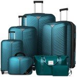 7-Piece Luggage Set with Duffel Bag - Dark Green