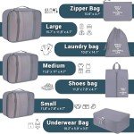7-Piece Waterproof Packing Cubes Set - Gray