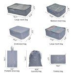 7-Piece Waterproof Packing Cubes Set - Gray