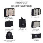 Black Packing Cubes Set for Travel Organization
