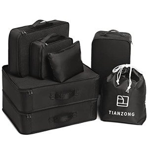 7-Piece Packing Cube Set for Travel (Black)