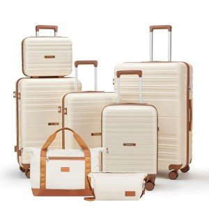 Beige 7-Piece Premium Luggage Set with Spinner Wheels