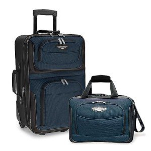 Expandable Navy Rolling Upright Luggage Set