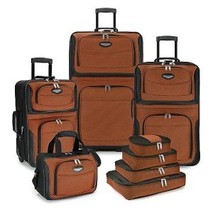 Amsterdam Expandable Rolling Luggage Set – Orange, 8 Pieces