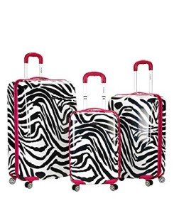 Rockland Safari Pink Zebra 3-Piece Luggage Set