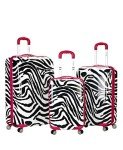 Rockland Safari Pink Zebra 3-Piece Luggage Set
