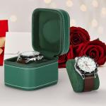 Portable Green Watch Travel Box with Removable Pillow