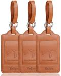 Teskyer Premium PU Leather Luggage Tags - 3 Pack