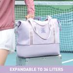 Purple Waterproof Travel Duffel Bag with Trolley Sleeve