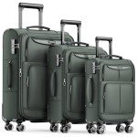 3-Piece Expandable Softside Luggage Set - Army Green