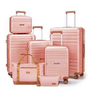 Caselly 7-Piece Pink Hard Shell Luggage Set