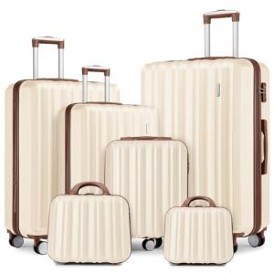 LARVENDER 6-Piece Expandable Hardside Luggage Set