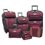 Expandable Burgundy Rolling Luggage 8-Piece Set