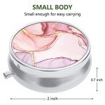 Pink Marble Portable Pill Box for Travel & Purse