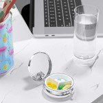 Pink Marble Portable Pill Box for Travel & Purse