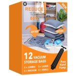 12 Pack Vacuum Storage Bags with Travel Pump