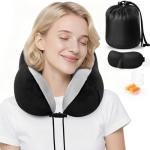 Premium Memory Foam Travel Neck Pillow - Black