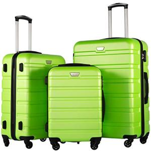 Coolife 3-Piece Lightweight Hardshell Luggage Set - Apple Green