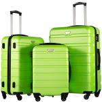 Coolife 3-Piece Lightweight Hardshell Luggage Set - Apple Green