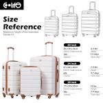 Coolife 3-Piece Lightweight Luggage Set - Apricot White