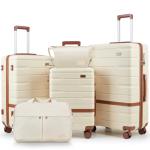 5-Piece Lightweight Hard Shell Luggage Set - Beige