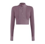 Womens Athletic Half Zip Pullover Sweatshirt - Purple