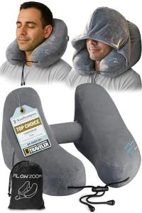 Hooded Inflatable Travel Pillow for Airplanes
