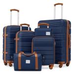 Lightweight 6-Piece Navy Luggage Set with TSA Lock