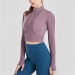 Womens Athletic Half Zip Pullover Sweatshirt - Purple