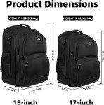 MATEIN Water-Resistant 17" Rolling Laptop Backpack