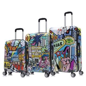 InUSA Cities Print 3-Piece Spinner Luggage Set