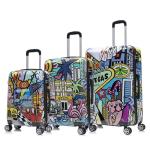 InUSA Cities Print 3-Piece Spinner Luggage Set