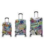 InUSA Cities Print 3-Piece Spinner Luggage Set
