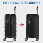 KROSER 20-Inch Expandable Carry-On Luggage - Black