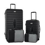 Wrangler 4-Piece Black Tall Trunk Luggage Set