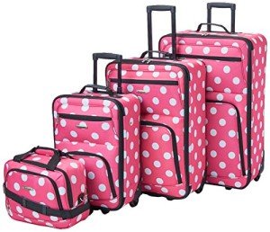 Rockland Polka Dot Lightweight 4-Piece Luggage Set