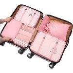 Pink Packing Cubes Set - 6 Piece Luggage Organizers