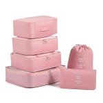 Pink Packing Cubes Set - 6 Piece Luggage Organizers